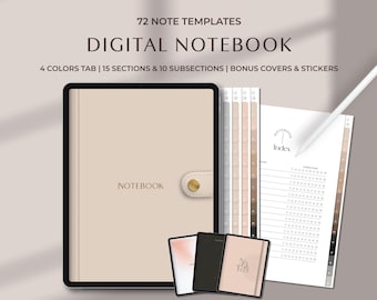 Aesthetic Digital Notebook for iPad Digital Planner for GoodNotes Template for Note Taking Journal Notebook all in one Digital Notebook
