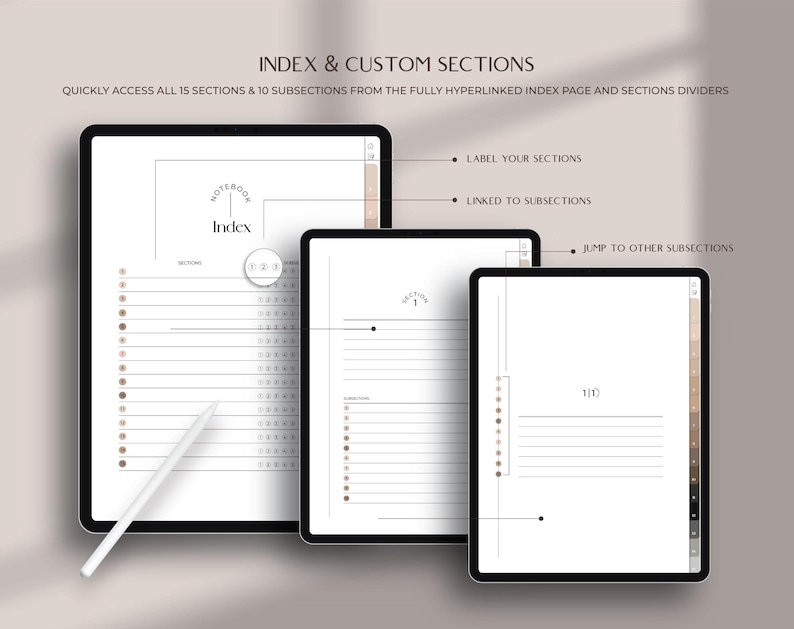Minimalist digital notebook for iPad with lined pages grid pages dotted pages Cornell note pages good for GoodNotes Notability templates for students and note taking digital organization portrait layout with aesthetic design perfect for academic use interactive PDF easy to use on iPad student notebook best seller star seller top rated premium quality instant download trusted small business woman owned unique design must have top 5 star seller trending product best notebook best planner