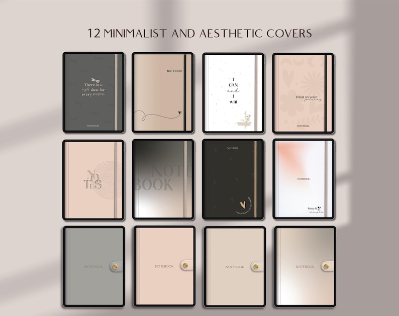 Minimalist digital notebook for iPad with lined pages grid pages dotted pages Cornell note pages good for GoodNotes Notability templates for students and note taking digital organization portrait layout with aesthetic design perfect for academic use interactive PDF easy to use on iPad student notebook best seller star seller top rated premium quality instant download trusted small business woman owned unique design must have top 5 star seller trending product best notebook best planner