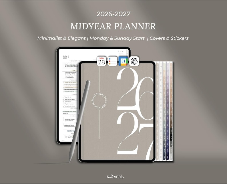 2026 2027 Digital Planner MidYear Planner
