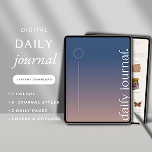 Digital Daily Journal Digital Diary Journal Mindfulness Journal Wellness Journal for Ipad Digital Notebook Goodnotes Notability Journal Page