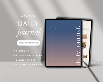 Digital Daily Journal Digital Diary Journal Mindfulness Journal Wellness Journal for Ipad Digital Notebook Goodnotes Notability Journal Page