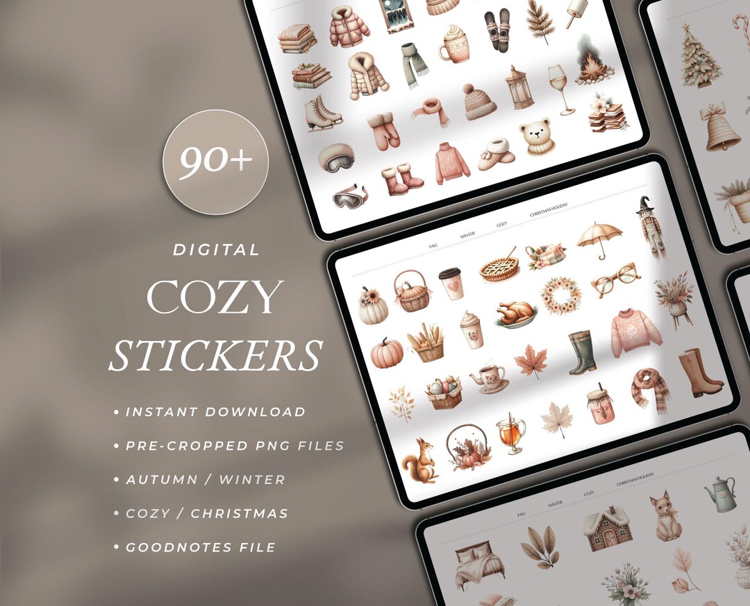 Digital Cozy Stickers Sheet Fall Stickers Set PNG Digital Sheets for ...