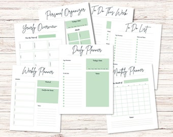 Printable Planner | Daily Planner | Weekly Planner | 2025 Planner | Undated Planner | To Do List | Instant Download Planner | Green Planner