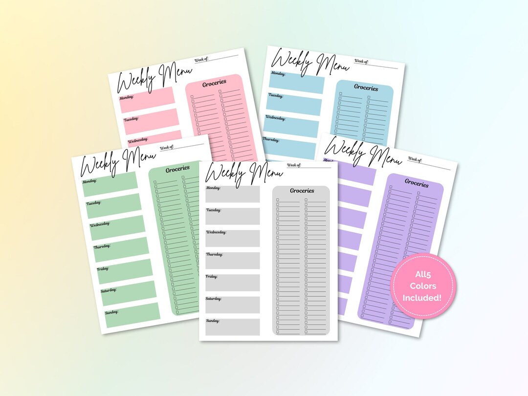 Weekly Meal Plan | Grocery List | Weekly Meal Planner | Instant ...