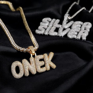 Custom Hip Hop Name Pendant, Custom Name Letter, Iced Out Personalized Jewelry, Name Necklace for Her, Birthday Gift, Valentine&#39;s day Gift