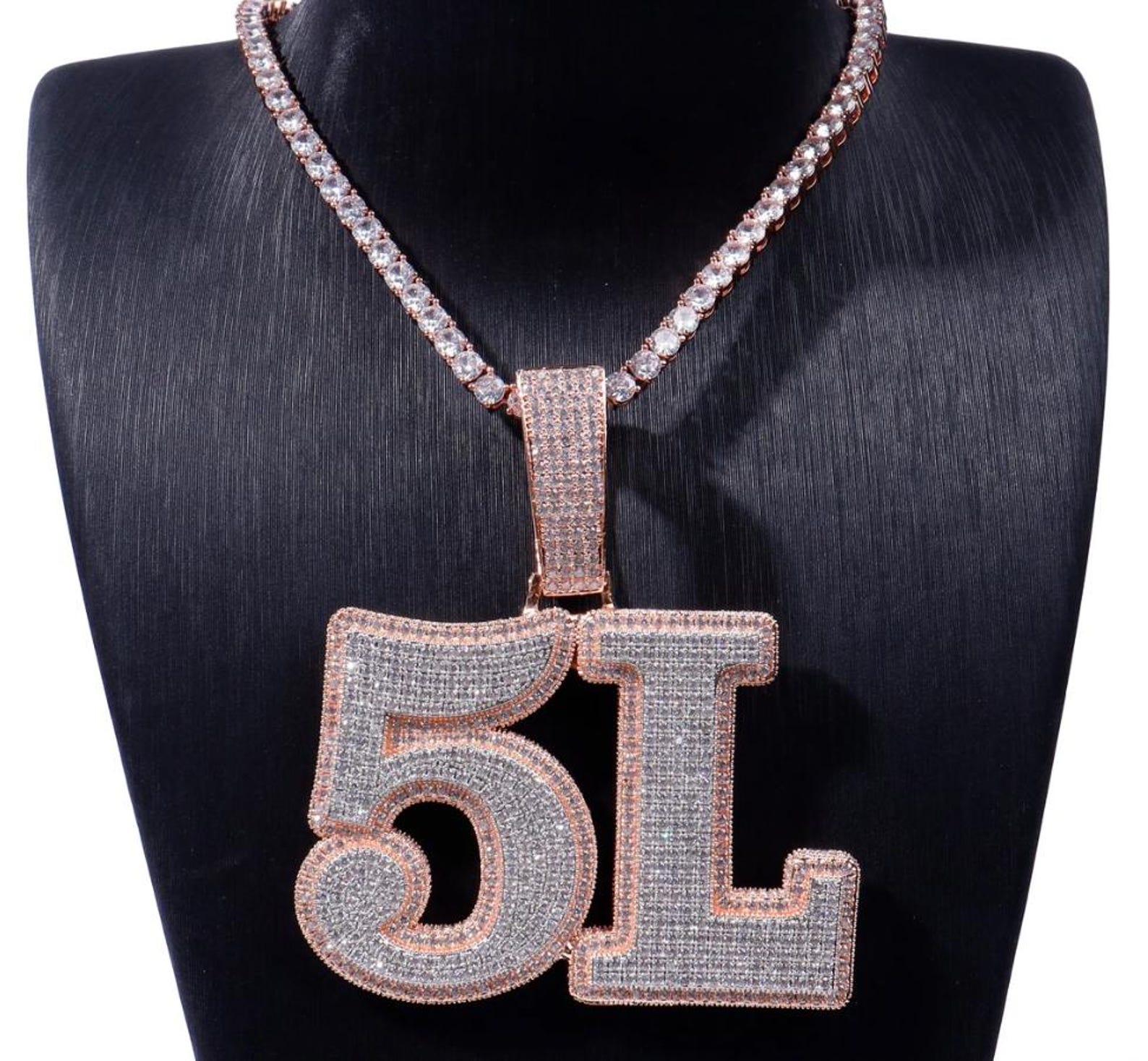 Iced Cubic Zirconia Number Pendant: Custom Cuban Link Chain, Hip Hop ...