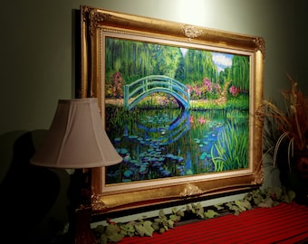 LARGE (24 X 36) Original Painting by American Impressionist Wayne Fair - "Bridge to Monet"