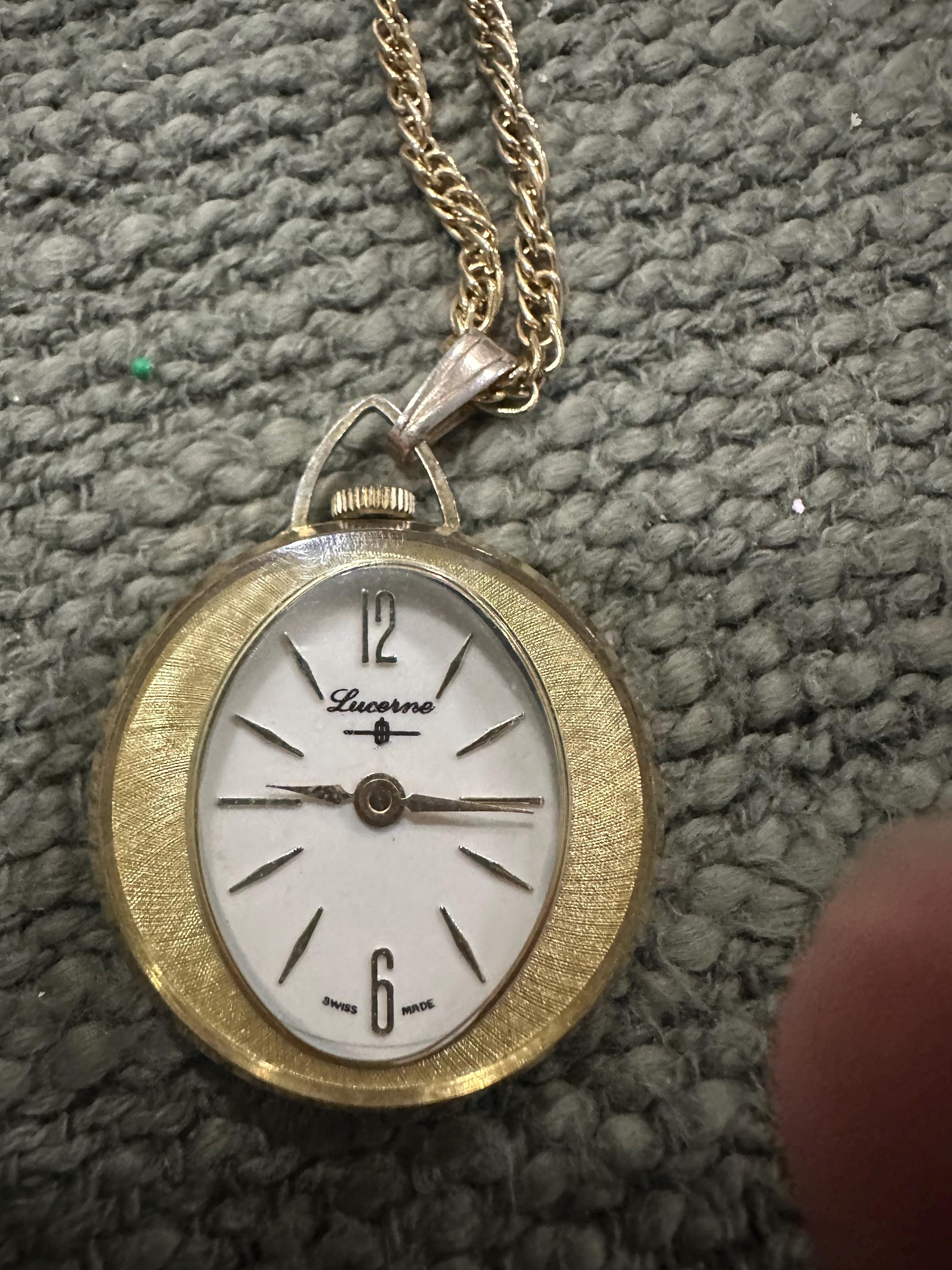 Vintage Lucerne Swiss Made Lucerne Ladies Pendant Watch Lucerne