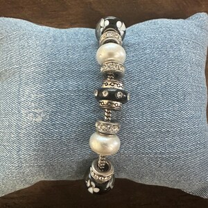 Black and white charm bracelet
