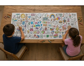 Extra Large Family Reunion Coloring Poster Downloadable File 24"x72" CUSTOMIZABLE