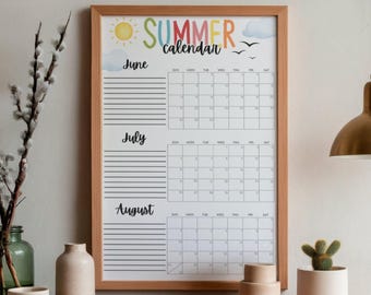 Extra Large Printable SUMMER 2026 Wall Calendar Poster