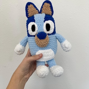 Handmade Crochet Blue Heeler Pup in two sizes, mini Blue Heeler, Heeler Sister, Heeler Plush, Heeler Family, Heeler toy,