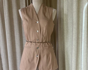 Tan Linen Vest - Size M