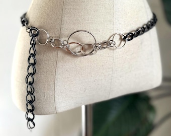 Vintage Silver Waist Chain Belt, Minimalist Y2K Accessory