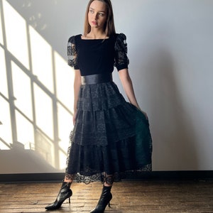Goth Prom Dress | Velvet Lace Maxi 60&#39;s Goth Dress - Size S