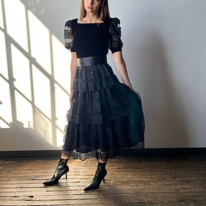 Goth Prom Dress | Velvet Lace Maxi 60&#39;s Goth Dress - Size S