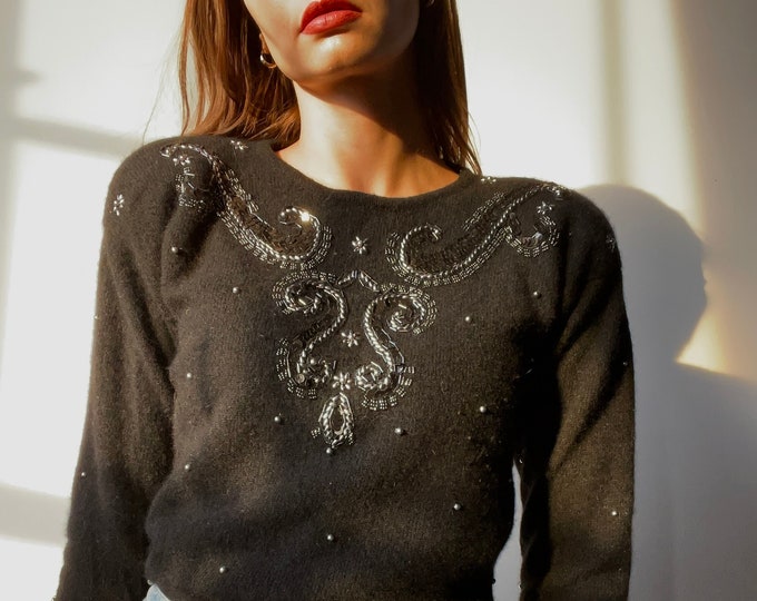 Angora Embellished Sweater - M
