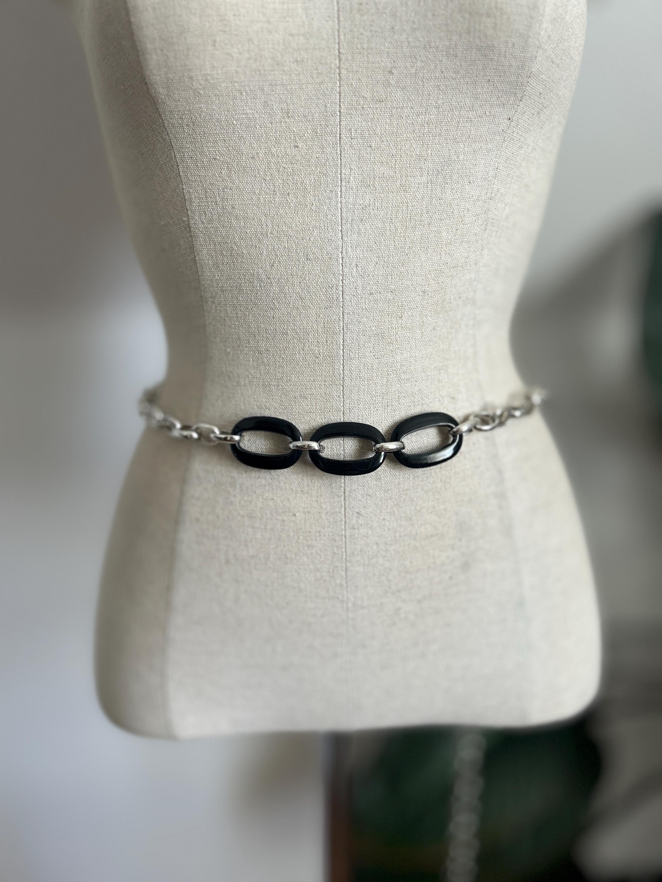Vintage Silver Tone Metal Link Tortoise Pattern Plastic Chain Belt Size S Tortoise Chain Belt - Etsy main image 4