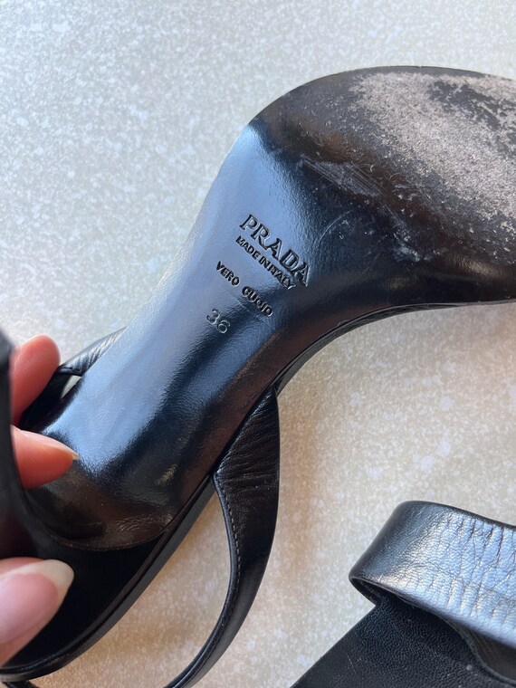 Prada Open Toe Slingback Heels | Designer 90's Ru… - image 7
