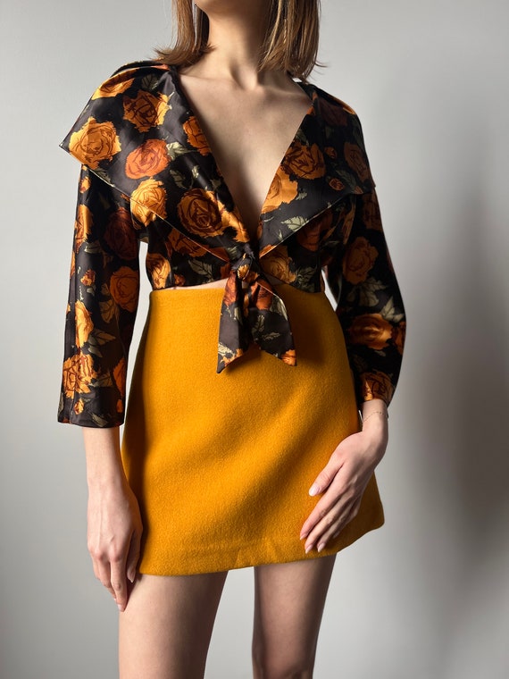 Satin Floral Crop Blazer | Bolero Jacket - Size L - image 5