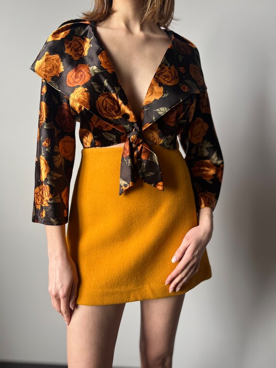 Satin Floral Crop Blazer | Bolero Jacket - Size L - image 4