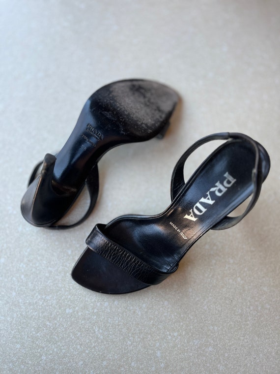 Prada Open Toe Slingback Heels | Designer 90's Ru… - image 6