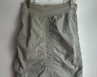 Falda midi beige fruncida, falda estilo Y2K con fruncido