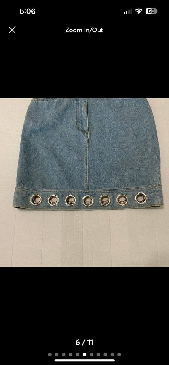 Vintage 90s Y2K Denim Skirt Light Wash Metal Grom… - image 6
