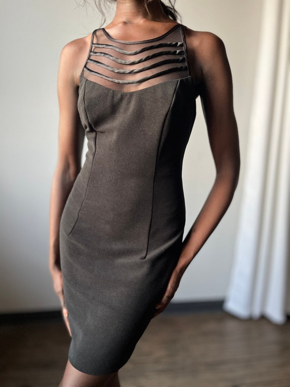 High Neck Strappy Cage Mini Dress Size M