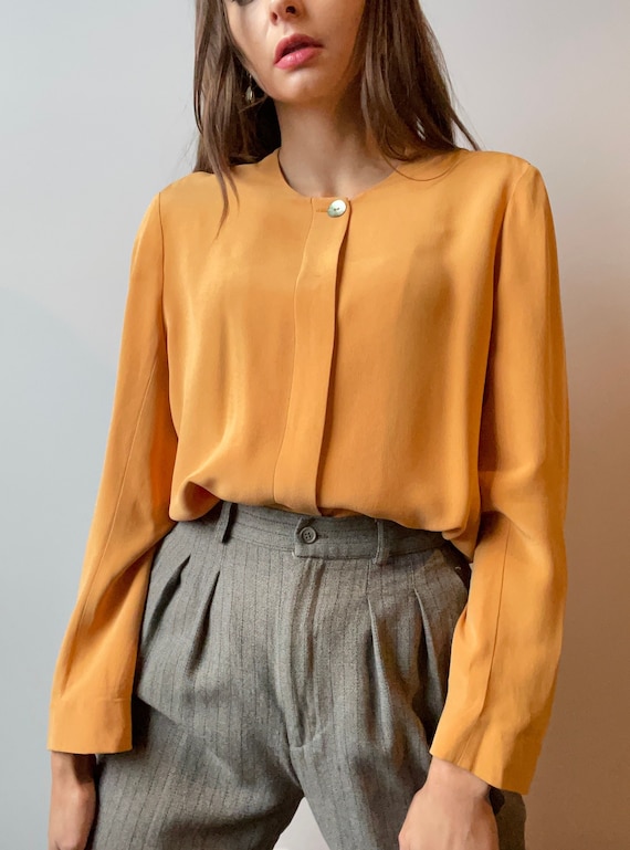 Silk Mustard Blouse - Size L