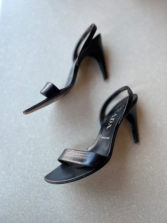 Prada Open Toe Slingback Heels | Designer 90's Ru… - image 8