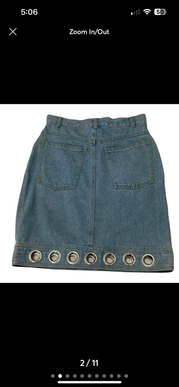 Vintage 90s Y2K Denim Skirt Light Wash Metal Grom… - image 2
