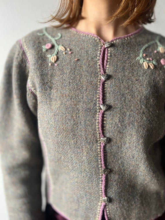 cottage core wool embroidered sweater
