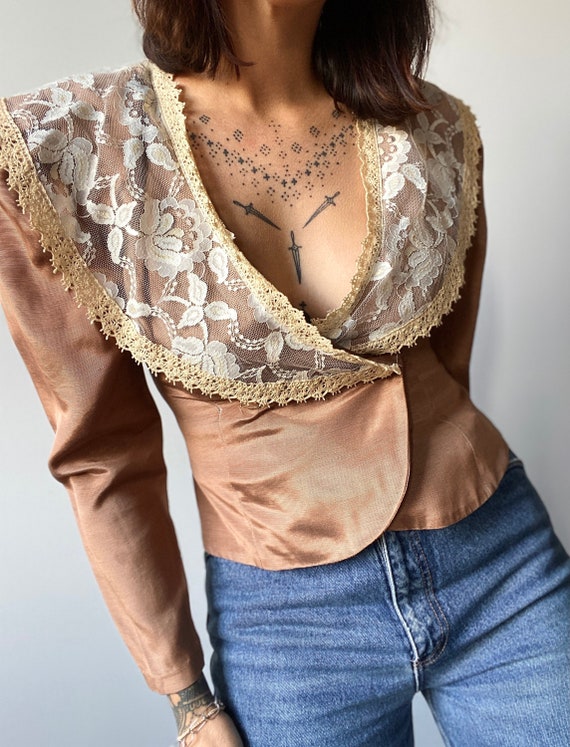 Cottage Core Lace Blazer Top | Coquette - Size S - image 2