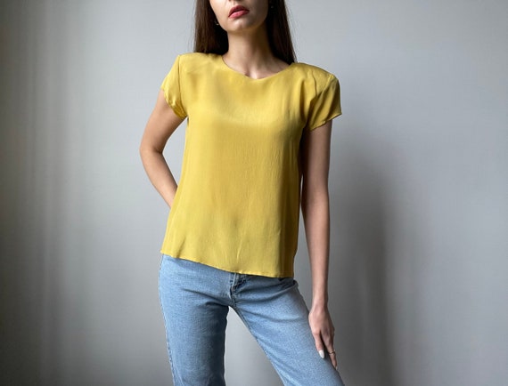 Silk Mustard Blouse - Size L - image 1