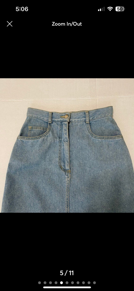 Vintage 90s Y2K Denim Skirt Light Wash Metal Grom… - image 5