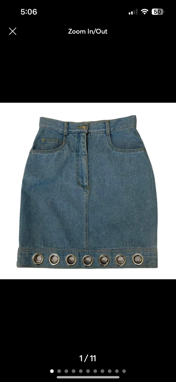 Vintage 90s Y2K Denim Skirt Light Wash Metal Grom… - image 1