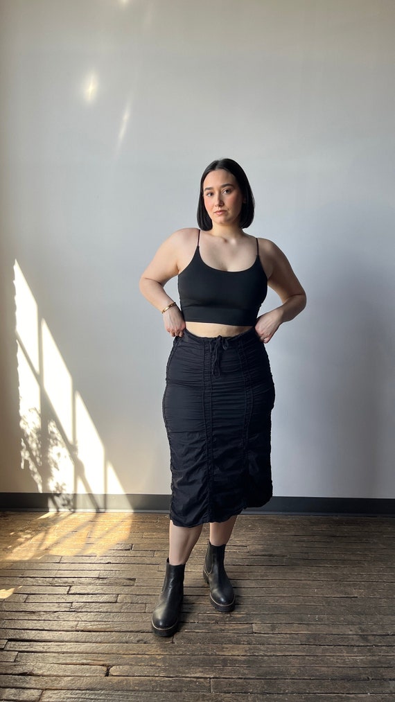 Micaela | Black Ruched Maxi Skirt