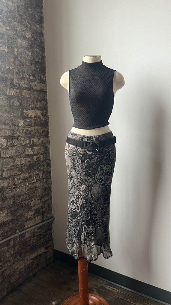 90's Lace Silk Midi Skirt - Size XS S