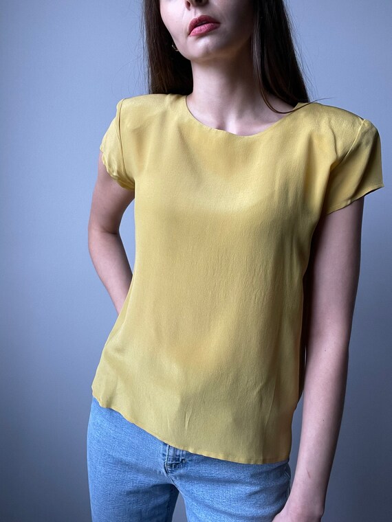 Silk Mustard Blouse - Size L - image 4