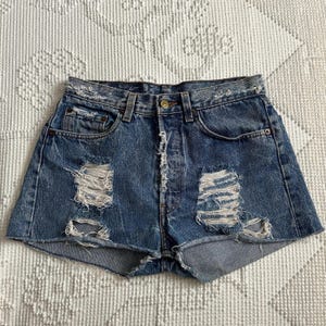 Thrashed Jean Shorts - Etsy