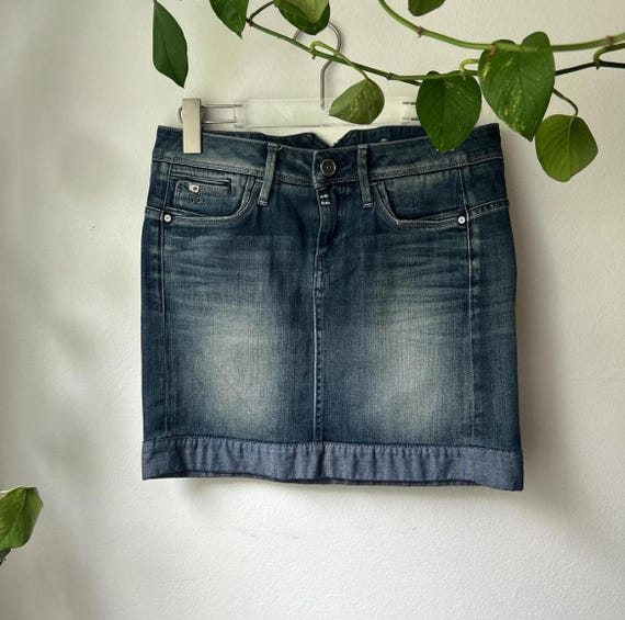 Y2K Ruffle Denim Mini Skirt, Low Rise Jean Skirt, Techwear Utility Euro Denim Skirt, Cyber Micro Skirt