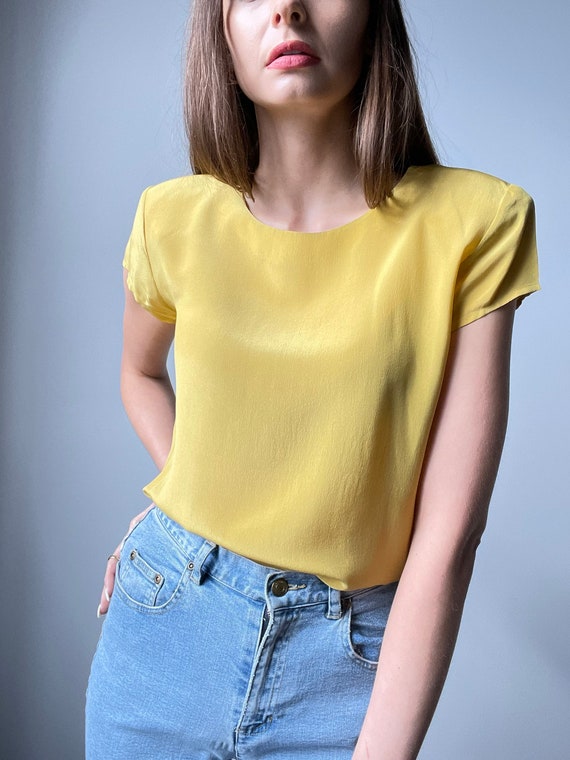 Silk Mustard Blouse - Size L - image 2