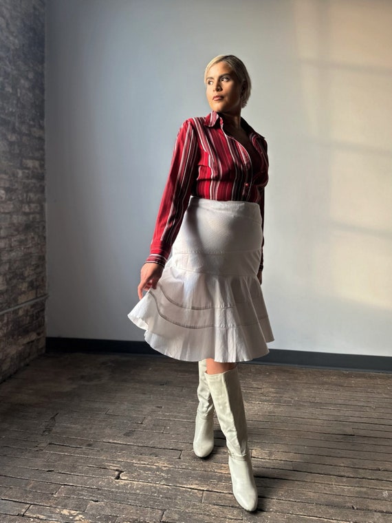 DKNY White Denim Ruffle Skirt - Size M - image 2