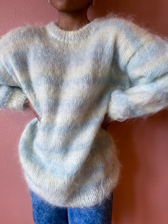 pastel mohair striped oversized sweater - l