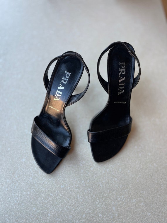 Prada Open Toe Slingback Heels | Designer 90's Ru… - image 1