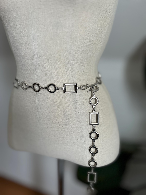 Geometric Statement Chain Belt | VINTAGE Metal Hi… - image 3