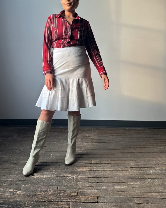 DKNY White Denim Ruffle Skirt - Size M - image 1