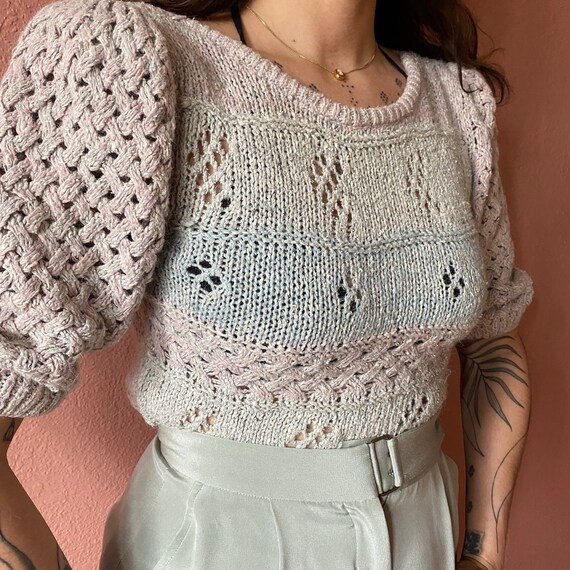puff sleeve pastel mohair silk sweater | s m